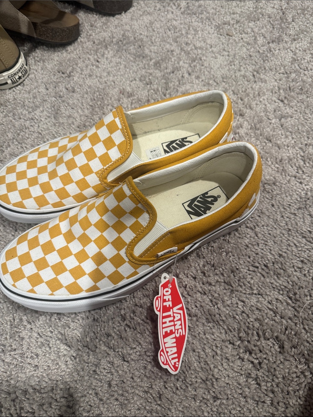 Vans Checkerboard Slip-On Sneakers - Mustard/White